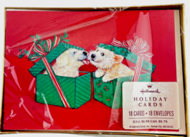 Hallmark Holiday Christmas Cards Puppy Dogs in Gift Boxes Cute Kisses - $27.83 CAD