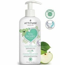 ATTITUDE Baby Leaves Hypoallergenic 2 in 1 ShampooBody Wash Sweet Apple 16 Fl Oz - £17.68 GBP