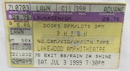PHISH - VINTAGE LAKEWOOD AMPHITHEATRE 7/3/1999 CONCERT TICKET STUB - $10.00