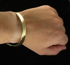 Herringbone Bracelet Men Women 14k Gold or Silver Plated Hip Hop Fashion 8 inch - £7.96 GBP