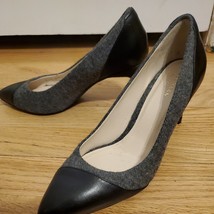 Cole Haan Grey And Black Wool And Leather Pumps Heels Size 6 - $34.95