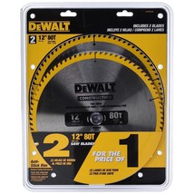 DEWALT Miter Saw Blade, 80 Tooth, 12 Inch, 2 Pack, Stainless Steel, Wedge Should - £92.36 GBP