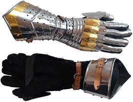 Medieval Articulated Gauntlets with Brass Accents - £101.24 GBP