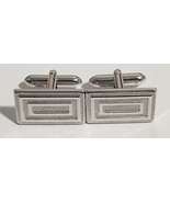 SWANK Cufflinks Silver Tone / Chrome Textured &amp; Smooth Graduated Rectangles - £7.46 GBP