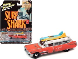 1959 Cadillac Ambulance Red with White Top &quot;Malibu Beach Rescue&quot; (Weathered) wi - £14.34 GBP