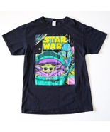 Star Wars Mandalorian Baby Yoda T Shirt Disney Lucas Films Black Size Small - £7.18 GBP