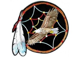 Choose Size EAGLE DREAM CATCHER 6&quot; or 12&quot; iron on back patch (3533) - £13.36 GBP+