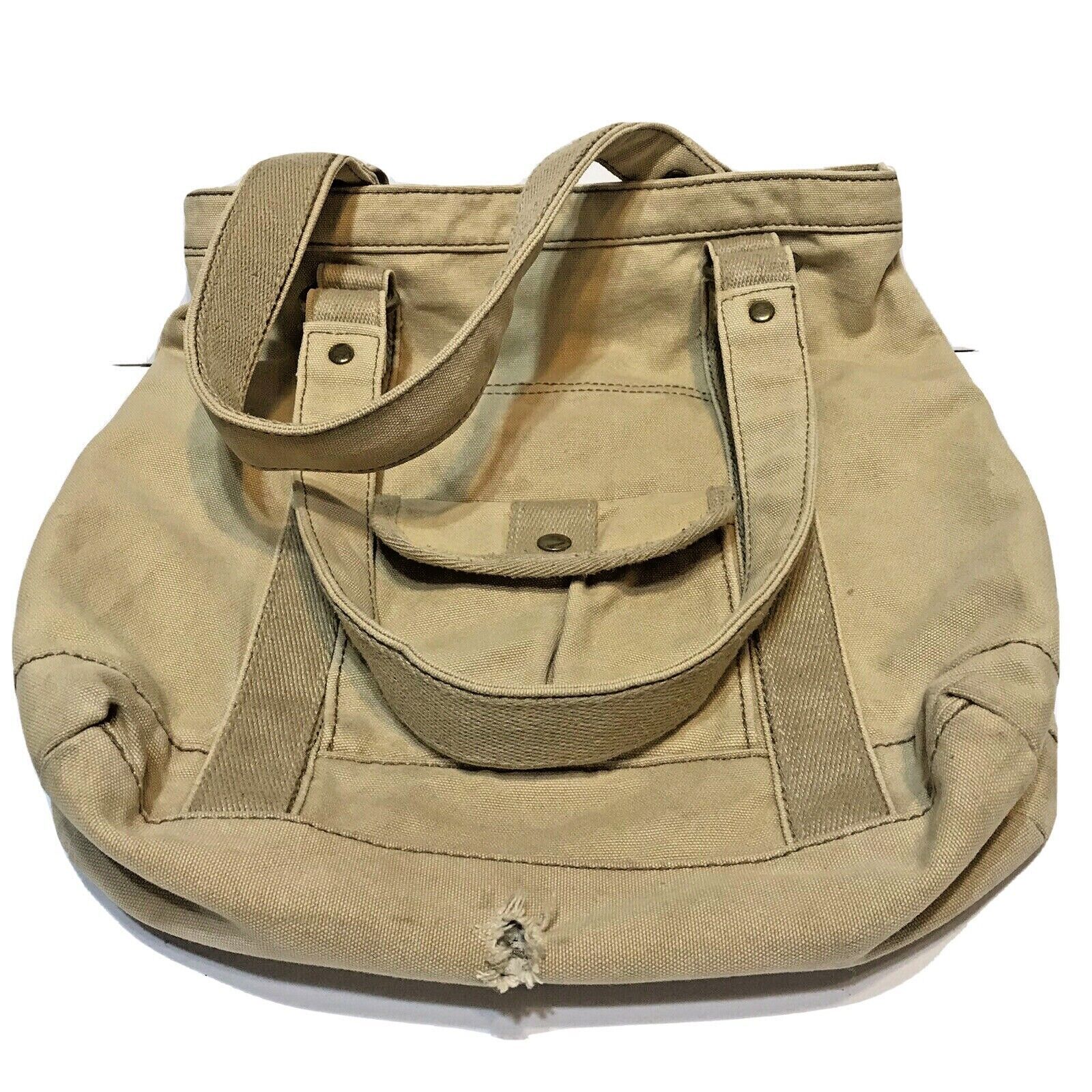 Primary image for Aeropostale Vintage Distressed Canvas Hobo Purse RN 117161 Tan 15x12