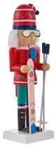 Wooden Christmas Nutcracker, 10&quot;, White Male Skier With Skis &amp; Ski Poles,Ashland - $19.79