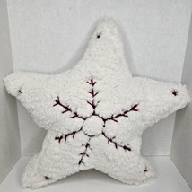 Pottery Barn Cozy Embroidered STAR Shaped Throw Pillow Soft Christmas Decor - $33.90