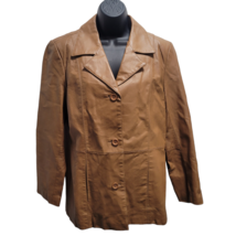 Y2K Jessica Holbrook Genuine Leather Jacket Camel Tan Sz Medium Easy Car... - £23.73 GBP