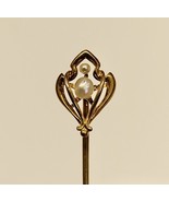 Vintage 14K YELLOW GOLD HAT STICK PIN WITH PEARLS   - $73.49