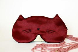 Many Colors Satin Cat Eye sleep mask - Embroidery Cute kitty blindfold - Party f - £15.14 GBP