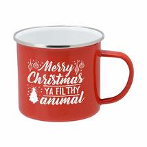 Holiday Coffee Mug - Festive Red Enamel Camping 16 Ounce Coffee Cup For Home and - £13.66 GBP