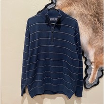 Vtg Oscar De La Renta Mens Large Quarter Zip Striped Sweater Dadcore Nor... - $30.60