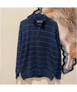 Vtg Oscar De La Renta Mens Large Quarter Zip Striped Sweater Dadcore Nor... - $582.60 MXN