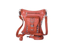 Unisex Studs Backpack, Handmade Leather Holster Bag, Orange Waist Hip Travel Bag - £138.27 GBP