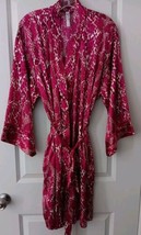 Cruz by NATORI Kimono Robe Sz. L Magenta/Ivory Snake Print Soft Silky Po... - $18.50