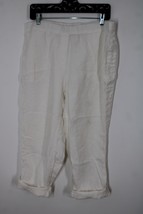 Pure J Jill XLP White Linen Roll-Tab Cuff Crop Pull On Pants - £16.95 GBP