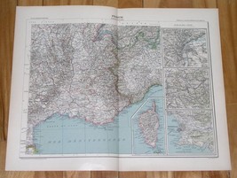 1906 Original Antique Map Southern France French Riviera Marseille Ver - £15.08 GBP
