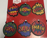 Comic Book Graphic Novel Bang Pow Zap Ornament set of 6 New with Tags - $5.93