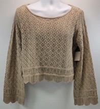 L2) LC Lauren Conrad Women Crotchet Style Bell Sleeve Pointelle Sweater ... - $19.79