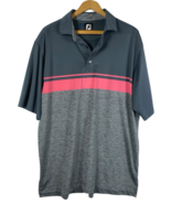 Footjoy Golf Polo Shirt Mens Large Gray Pink Stretch Performance Shawnee CC - $54.33 CAD