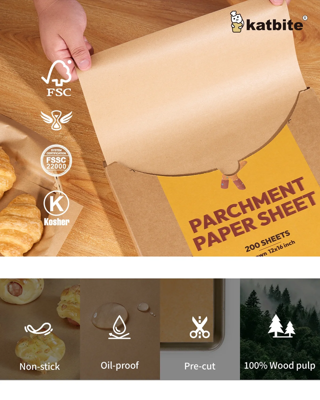 Heavy Duty Unbleached Parchment Paper for Baking, 12X16 Inch, 200 Pcs Item image 9