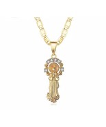 18k Layered real Gold Filled  chain With Virgin Mary Charm 24 inches - $276.45 MXN
