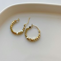 2022 Vintage Gold Color Metal Ball Hoop Earrings Korean Style Hollow Out Stateme - £8.07 GBP