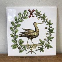 Vintage Antique Print Decorative Ceramic Bird Wreath Felt Backed Tile Tr... - £31.89 GBP