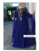 Blue Abaya Dubai Party Moroccan Dress Long Gown Kaftans For Festive Geor... - €58,67 EUR