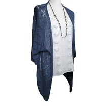 Maurices Long Knit Cardigan Blue Open Front Womens Medium - £13.84 GBP