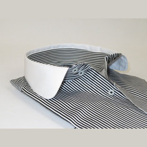 Men 100% Cotton Dress Shirt CIERO MONTERO Turkey 1f94-06 White black Slim Fit image 3