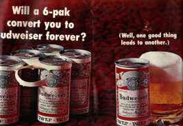 Will Budweiser 6 Pack Convert You Forever 2 Page 1969 Vintage Print Ad c3 - £21.51 GBP