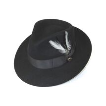 Men Bruno Capelo Hat Australian Wool Fedora Teardrop Crown Fabio FB220 Black image 2