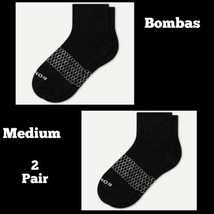 2 Pair Womens Bombas Quarter Socks Medium White &amp; Black BNWT Rt $28 Free... - £17.03 GBP