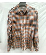 Eddie Bauer Rust Navy Plaid Cotton Long Sleeve Shirt Large - $20.34 CAD