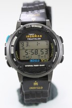 Timex Ironman Men Watch Gray Plastic Black 100m Chron Light Date Alarm Quartz - £37.86 GBP