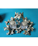 INKWELL MID CENTURY METAL GUILT ROCOCO 4 X 10 1/2&quot; GLASS INSERTS ORIGINAL - $171.06 CAD