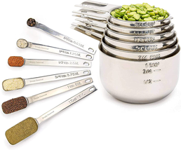 Measuring Cups and Spoons Set of 12 Stainless Steel for Cooking &amp; Baking - £47.39 GBP