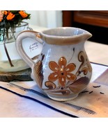 Vintage Tonala Mexican Pottery Folk Art 6in Pitcher Vase Bird Flower Design - $240.08 MXN