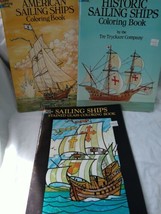 Vintage Doyer Coloring Book Lot of 3 Sailing Ships (includes 1 stained g... - £19.77 GBP