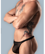 MALE POWER STRETCH NET POUCH BONG THONG BLACK - $28.15 CAD
