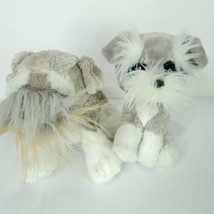 Schnauzer Grey White  Puppy Dog Plush Stuffed Animal Lot Of 2 TY GANZ - £16.27 GBP