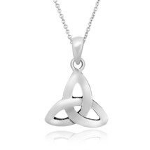 Everyday Delicate Sterling Silver Celtic Triquetra Knot Trinity Pendant Necklace - £13.30 GBP