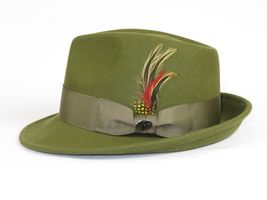 Men BENTLY HEADWEAR Hat Australian Wool Pinch Front Fedora Lite HU424 Olive image 2