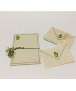Vintage stationery unlined brodered letter paper with envelopes apple pr... - $27.08 CAD
