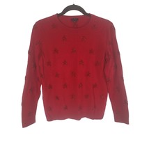 Talbots Lambs Wool Blend Sweater SP Womens Red Long Sleeve Christmas Star Top - £21.83 GBP