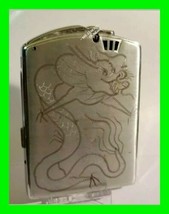 Unique Vintage Cigarette Case &amp; Built In Lighter w/ Pailumaching Dragon Design  - £46.60 GBP